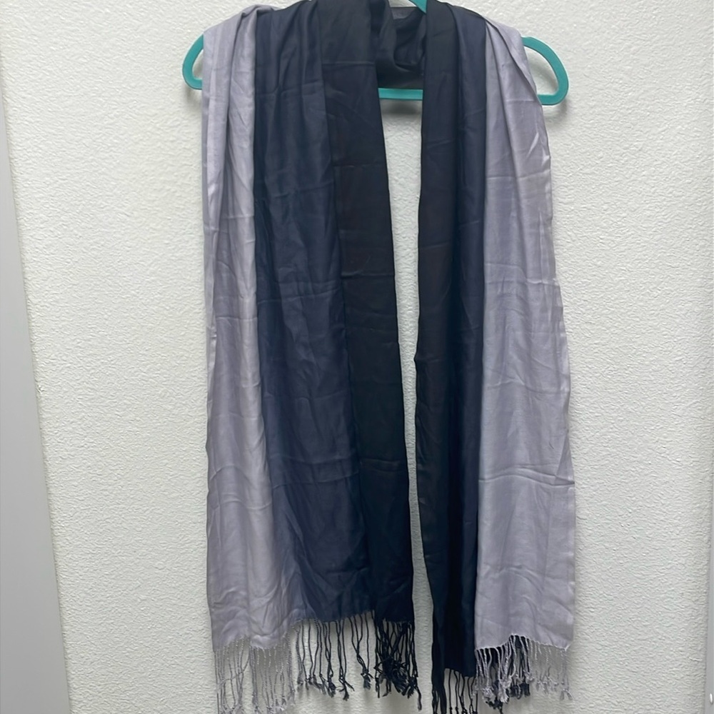 Charcoal Gray Ombré Large Scarf Wrap or Table Runner Unbranded with Fringe